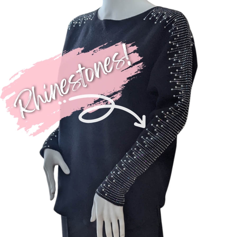 Milano Rhinestone Embellished Dolman Sweater